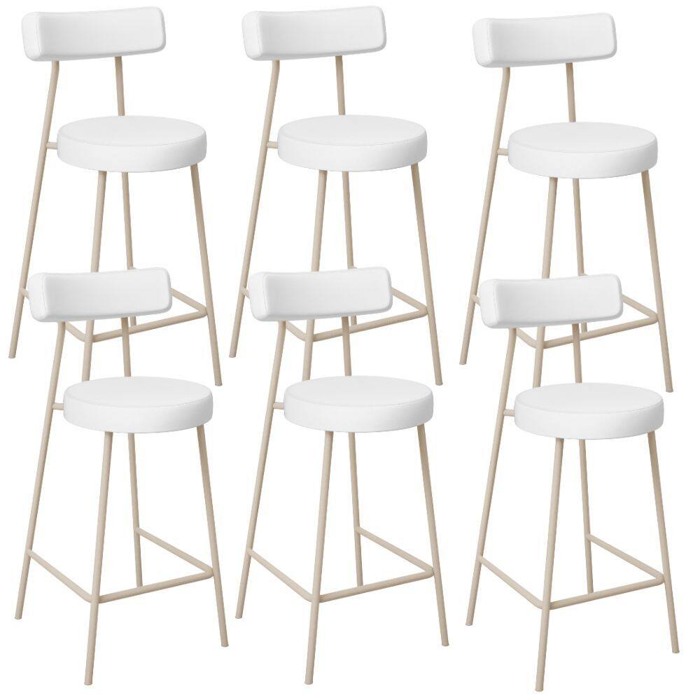 Kit 06 Banquetas Baixa Cozinha Sala Jantar Bancada Milão Arena L02 Facto Branco  -LyamDecor