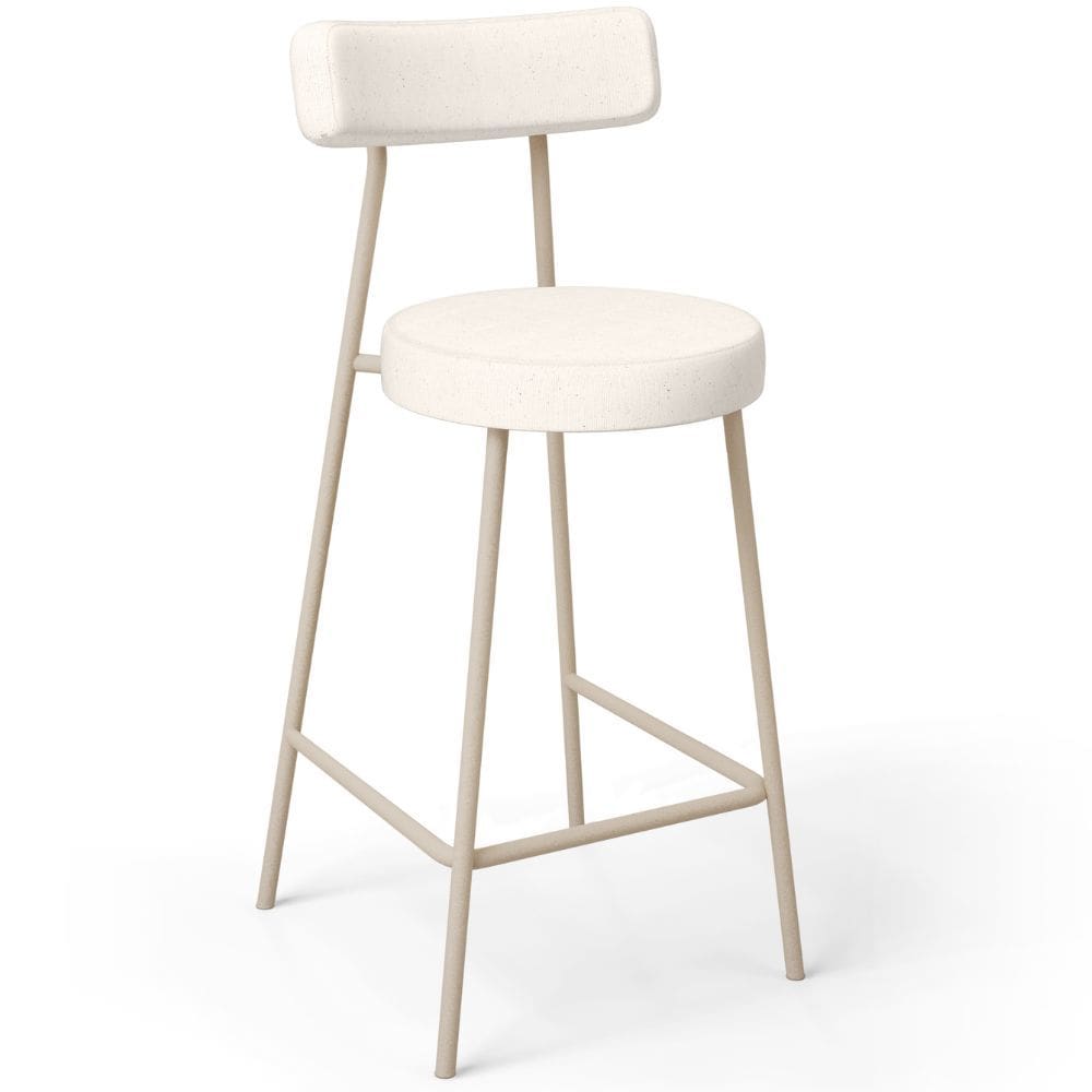 Banqueta Baixa Cozinha Sala Jantar Bancada Milão Arena L02 Linho Cru -LyamDecor