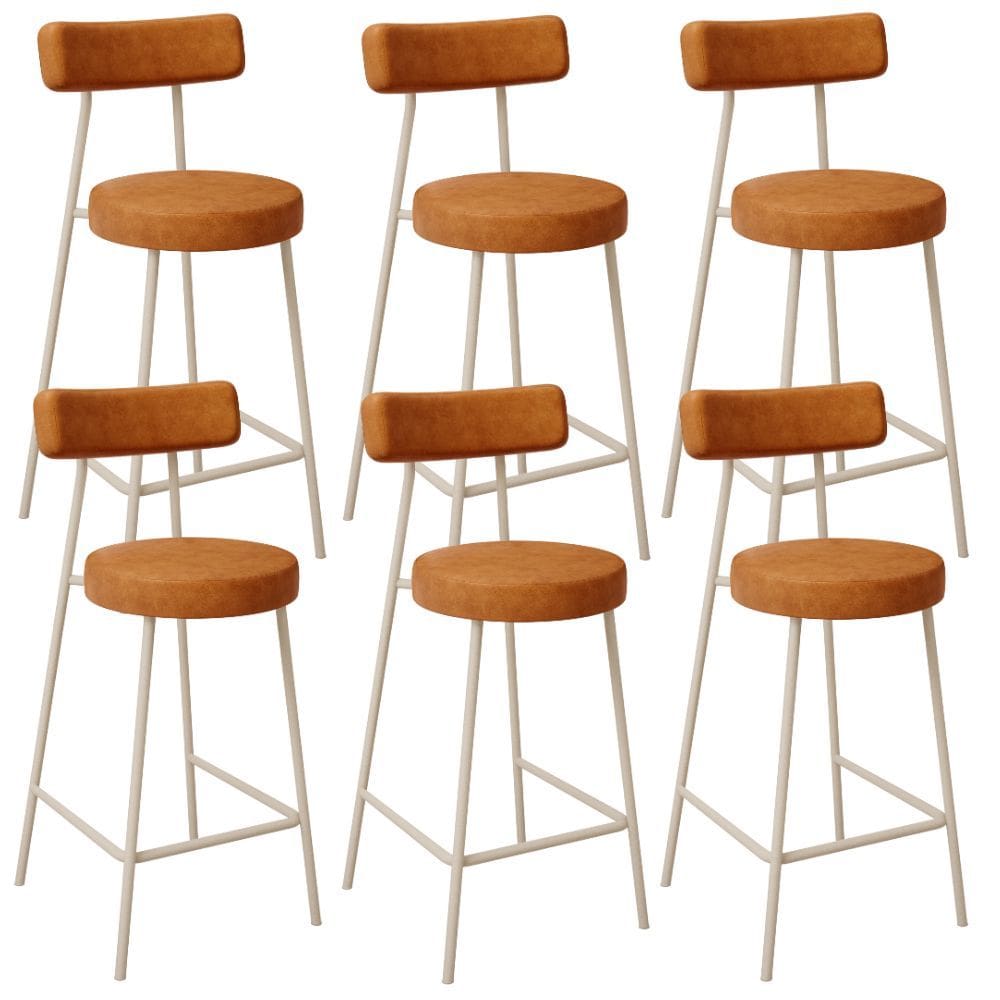 Kit 06 Banquetas Baixa Cozinha Sala Jantar Bancada Milão Arena L02 Couríssimo Canela  -LyamDecor