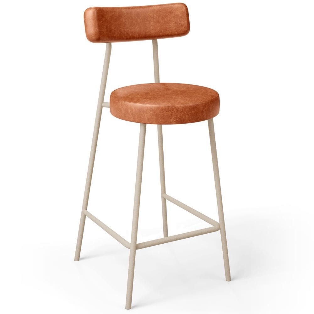 Banqueta Baixa Cozinha Sala Jantar Bancada Milão Arena L02 Couríssimo Camel -LyamDecor