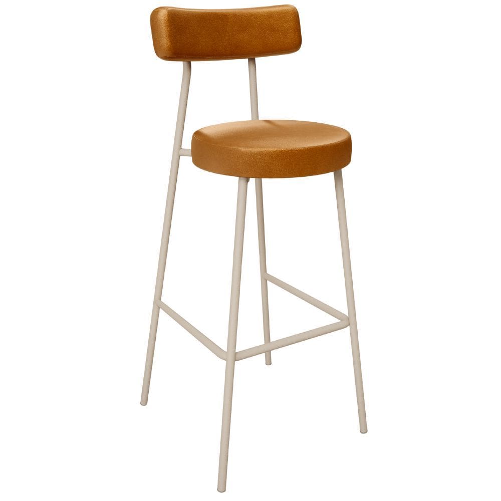 Banqueta Alta Bar Cozinha Sala de Jantar Aço Milão Arena L02 Couríssimo Whisky - Lyam Decor