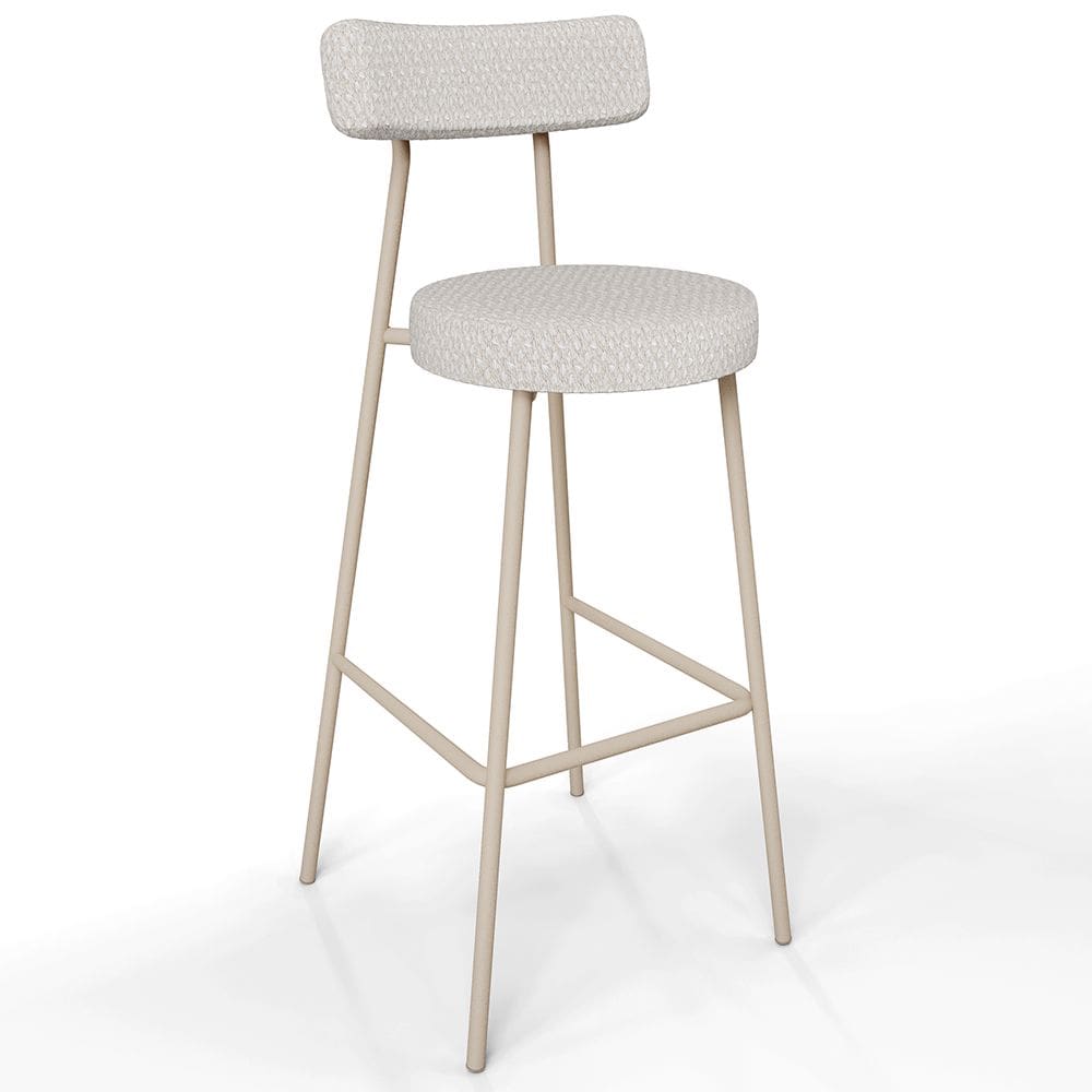 Banqueta Alta Bar Cozinha Sala de Jantar Aço Milão Arena L02 Bouclê Cru - Lyam Decor