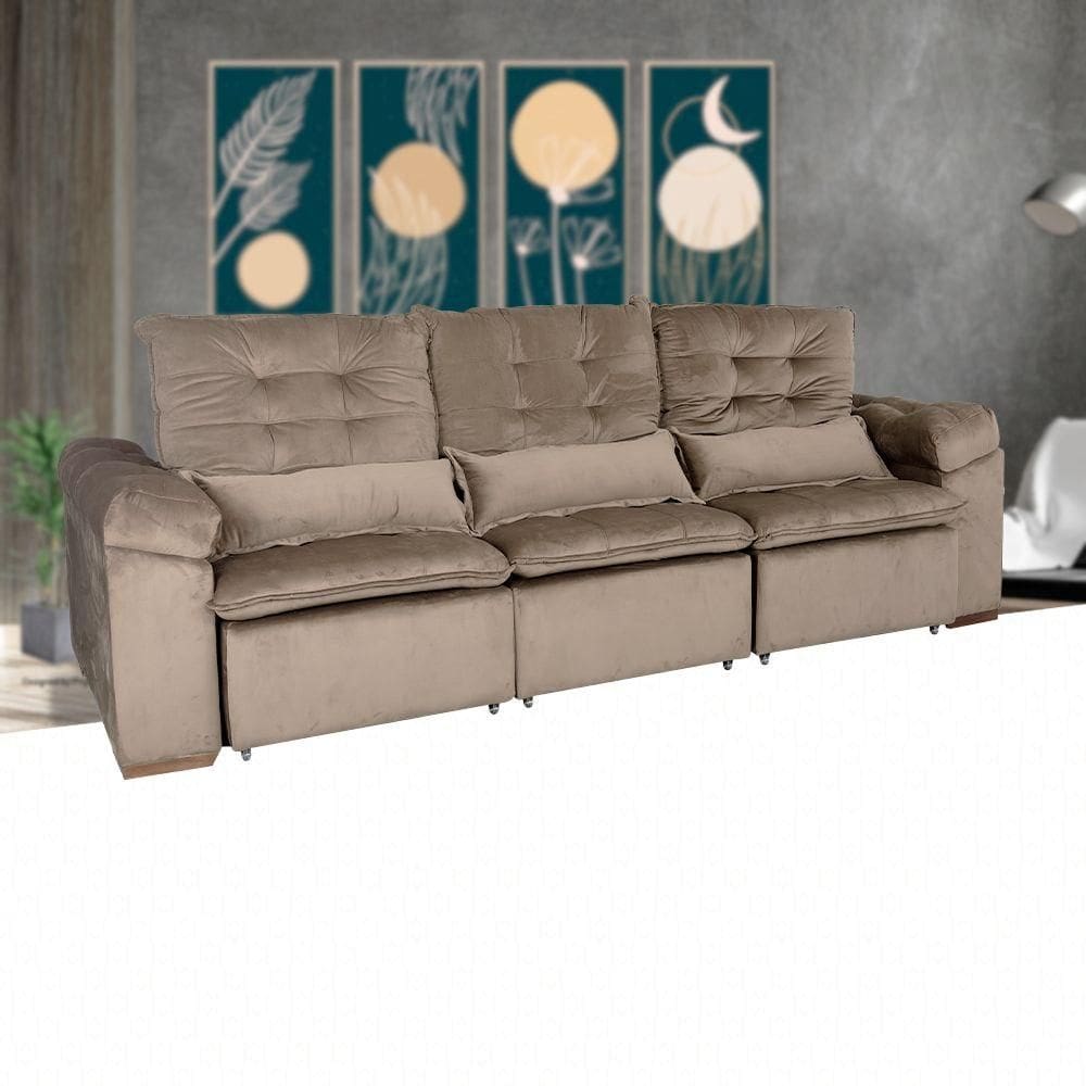 Sofá Retrátil/Reclinável 3 Lugares Capuccino Podium Marquês Estofados