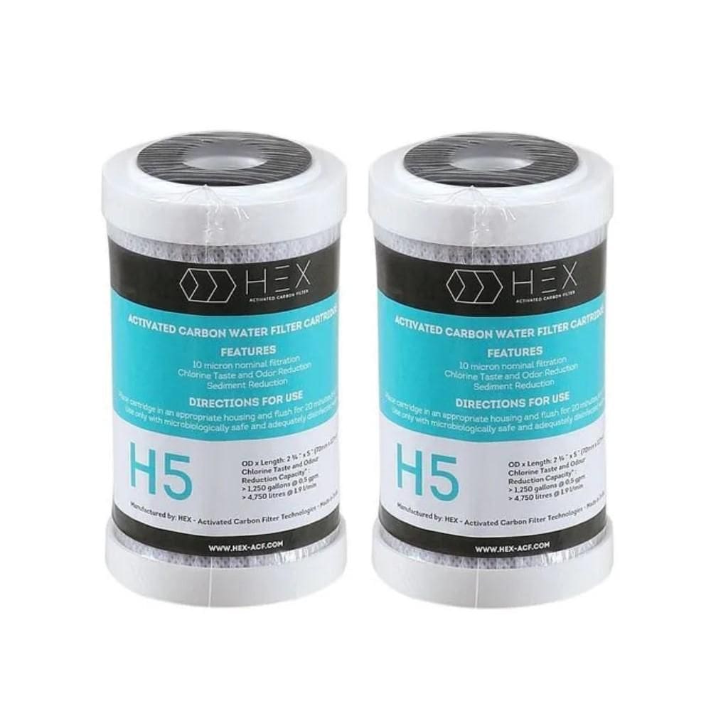Kit 2 Refil Filtro Purificador Carbon Block 5`` Hex H5