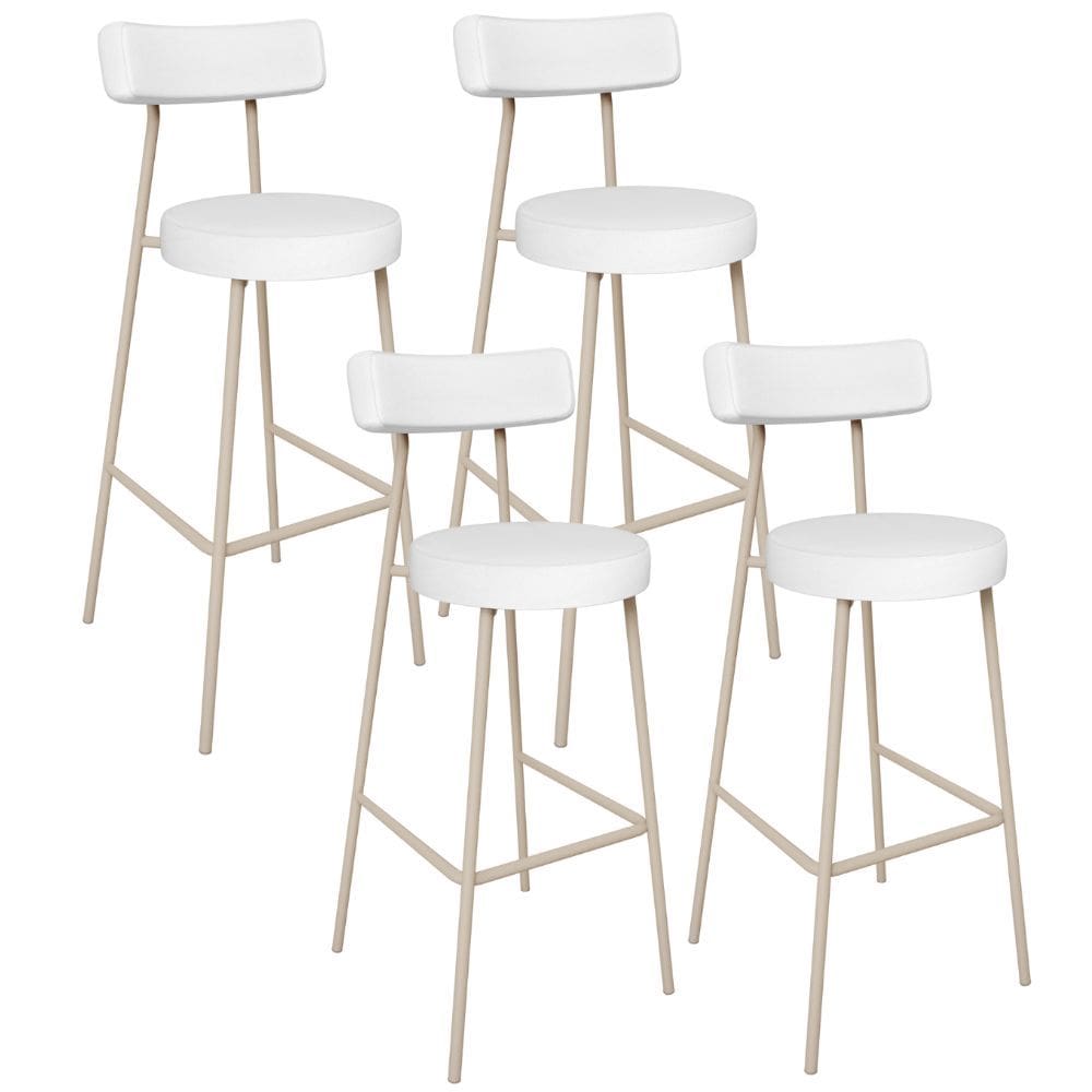 Kit 04 Banquetas Alta Bar Cozinha Sala de Jantar Aço Milão Arena L02 Facto Branco - Lyam Decor