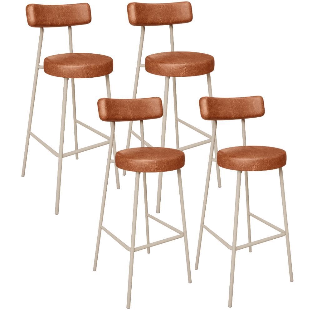 Kit 04 Banquetas Alta Bar Cozinha Sala de Jantar Aço Milão Arena L02 Couríssimo Camel - Lyam Decor