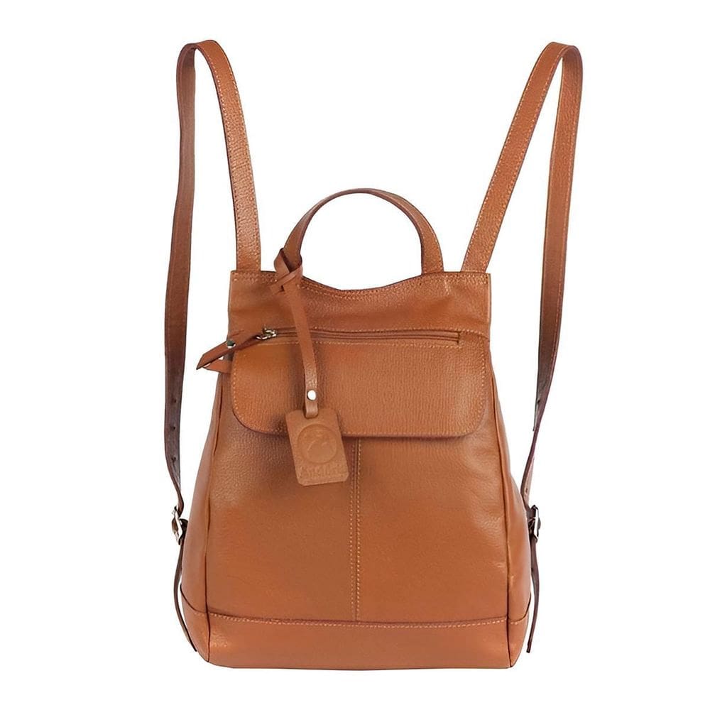 Mochila De Couro Maluzinha Compacta Caramelo