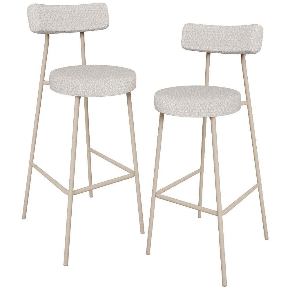Kit 02 Banquetas Alta Bar Cozinha Sala de Jantar Aço Milão Arena L02 Bouclê Cru - Lyam Decor