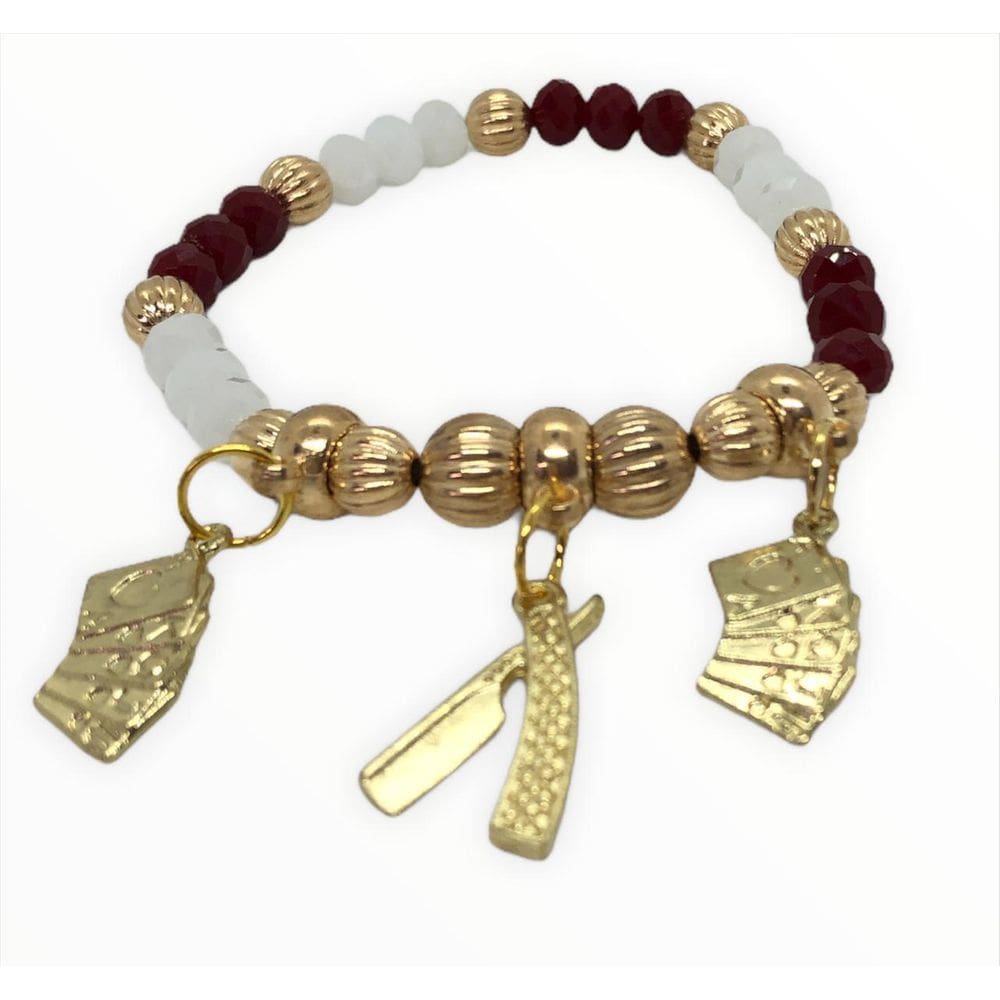Pulseira Maria Navalha Pingente Chápeu Baralho Dourado Cris