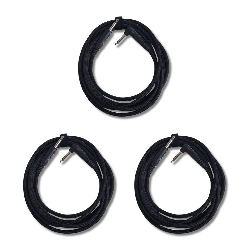 Kit 3 Cabo P10 + P10 90º 4.57M 0.40Mm Têxtil Ironflex Bk