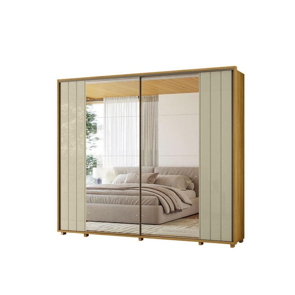 Guarda Roupa Casal Dalí 2 Porta de Espelho Cumaru Opala - Madetec