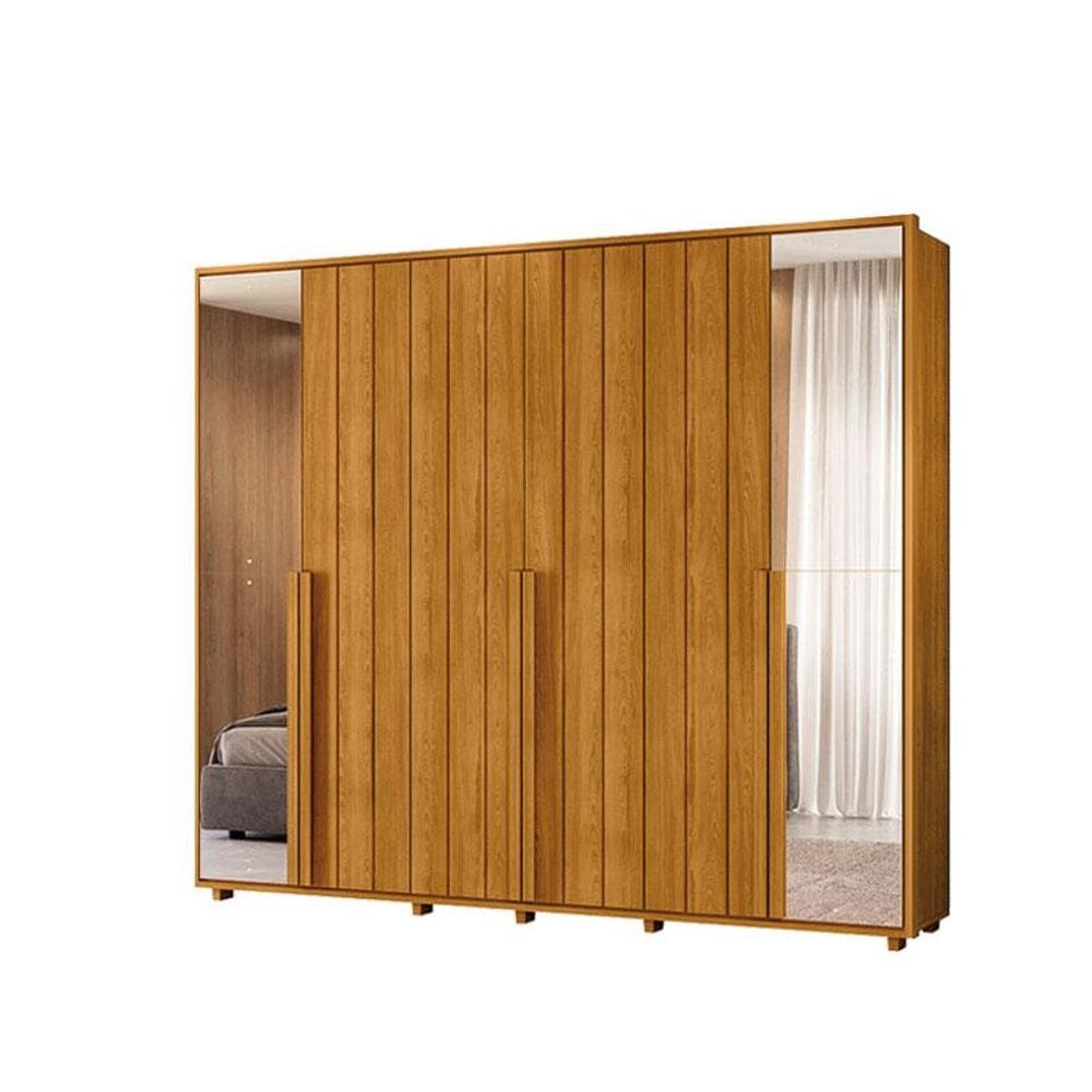 Guarda Roupa Casal Volpi com 2 Portas de Espelho Cinamomo - Madetec