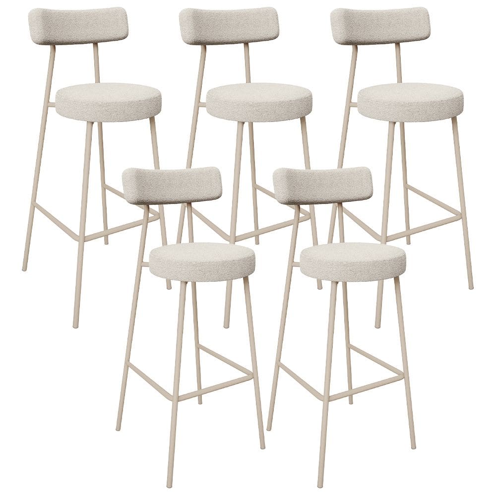 Kit 05 Banquetas Alta Bar Cozinha Sala de Jantar Aço Milão Arena L02 Bouclê Creme - Lyam Decor