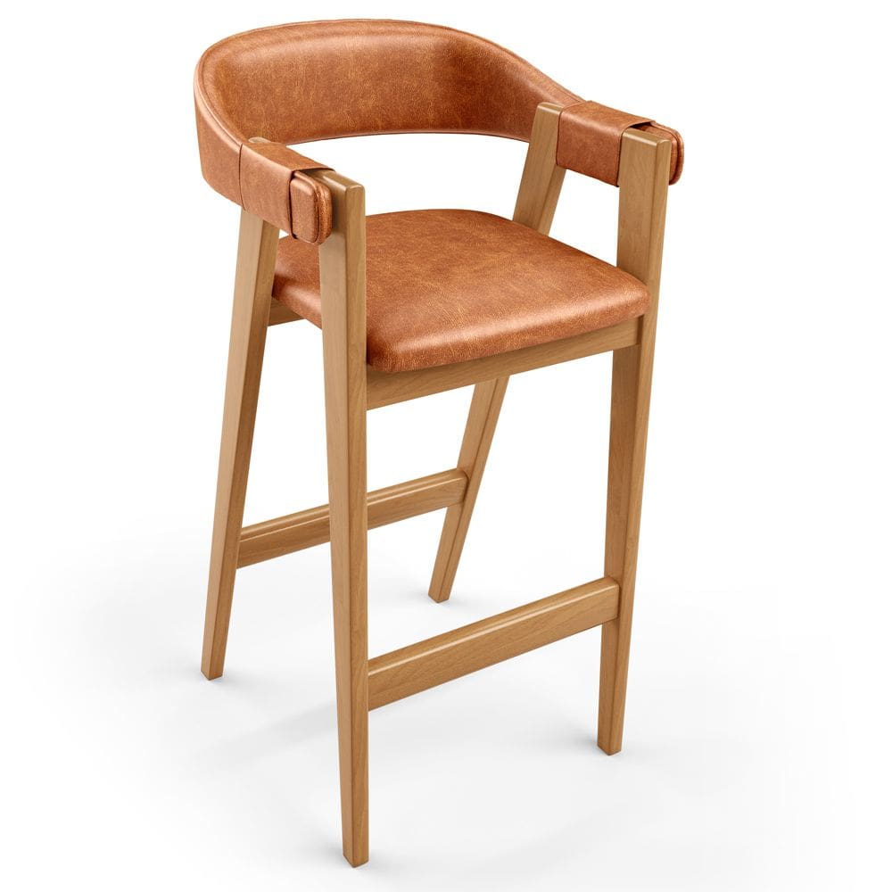 Banqueta Alta Bar Cozinha Sala de Jantar Bar Nadja L02 Couríssimo Camel - Lyam Decor
