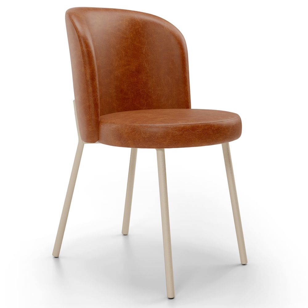Cadeira Para Sala de Jantar Cozinha Estofada Gavi Arena L02 Couríssimo Camel - Lyam Decor