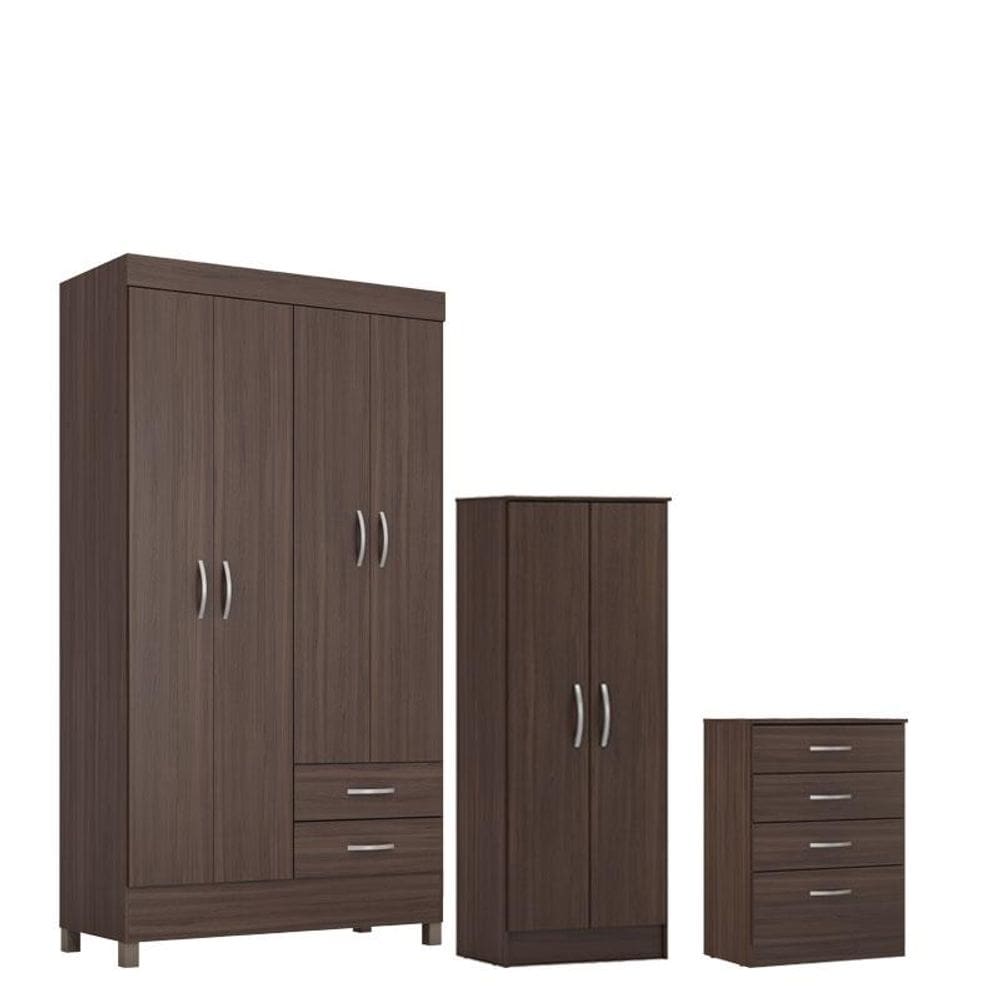Guarda Roupa Solteiro Astro com Multiuso Viena com Comôda Astral Café - Demóbile
