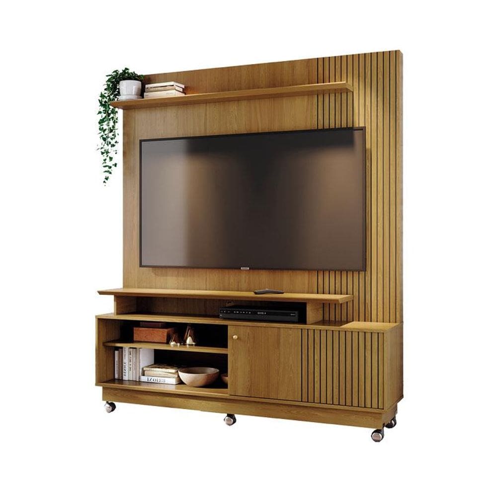 Estante Home Theater Ares Cumaru com Rodízio - Madetec