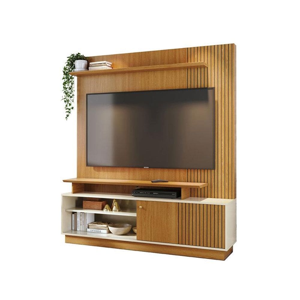Estante Home Theater Ares Cinamomo Off White - Madetec