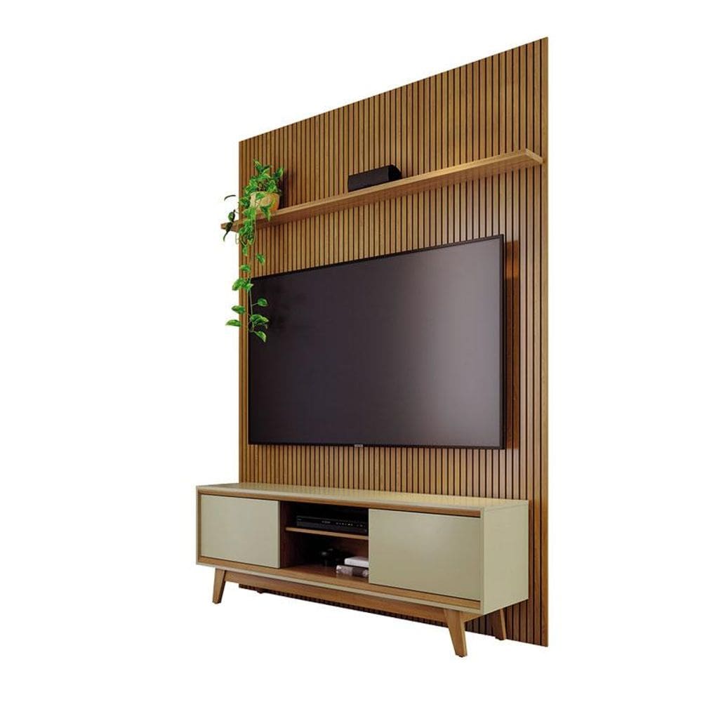 Painel Piso Teto New Interlagos com Rack Bancada Atlas New Milo Cumaru Opala - Madetec