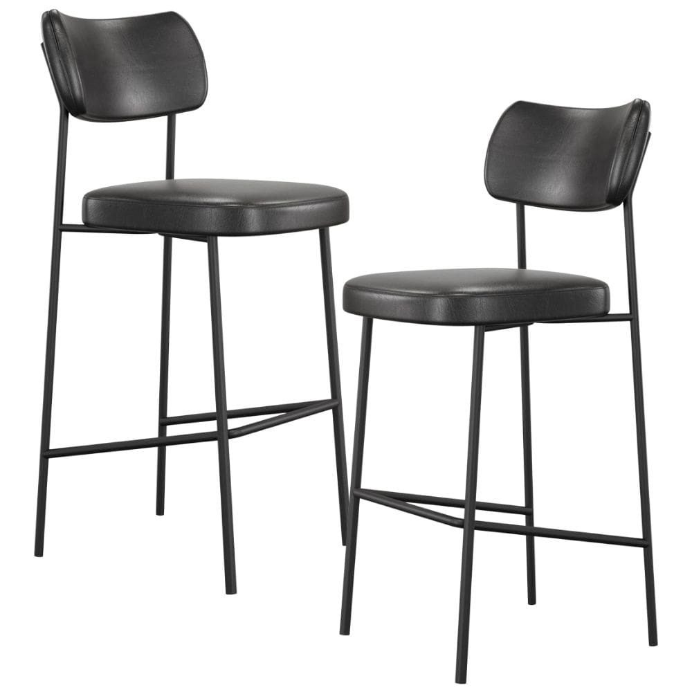 Kit 02 Banquetas Alta Bar Cozinha Sala De Jantar Preto Melina L02 Couríssimo Preto - Lyam Decor