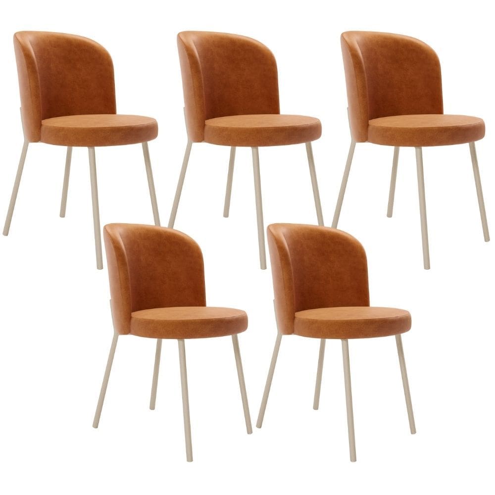 Kit 5 Cadeiras Sala de Jantar Estofada Gavi Arena L02 Couríssimo Canela - Lyam Decor