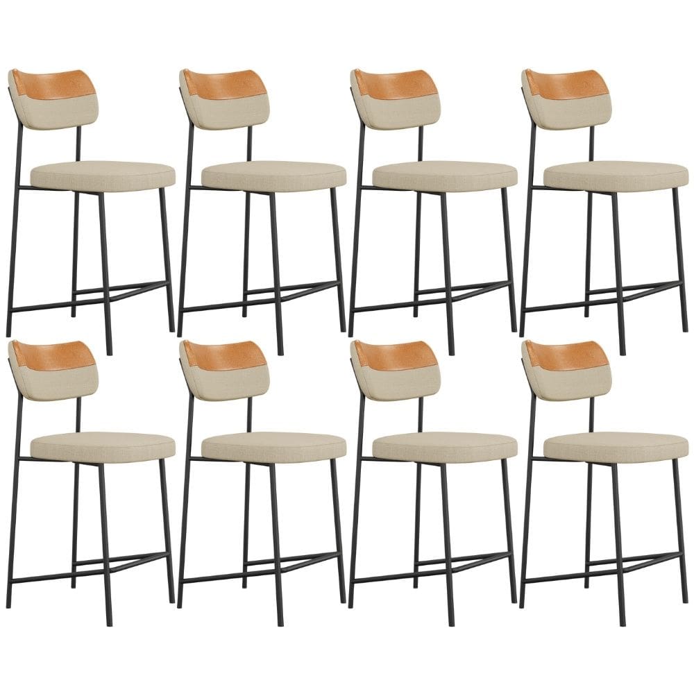 Kit 08 Banquetas Baixa Bar Cozinha Sala Jantar Whisky Melina L02 Couríssimo Whisky Linho Bege - Lyam Decor