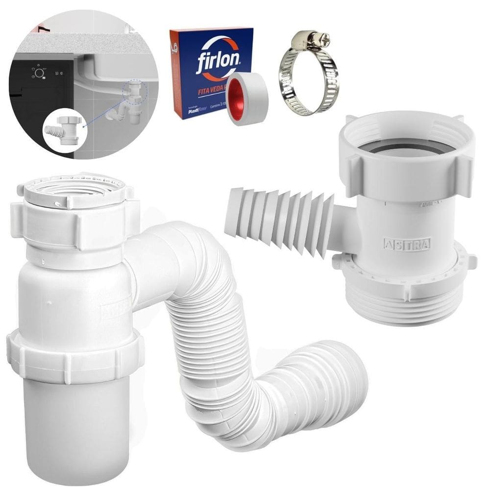 Adaptador Máquina Lavar Louça + Sifão Copo Universal +
