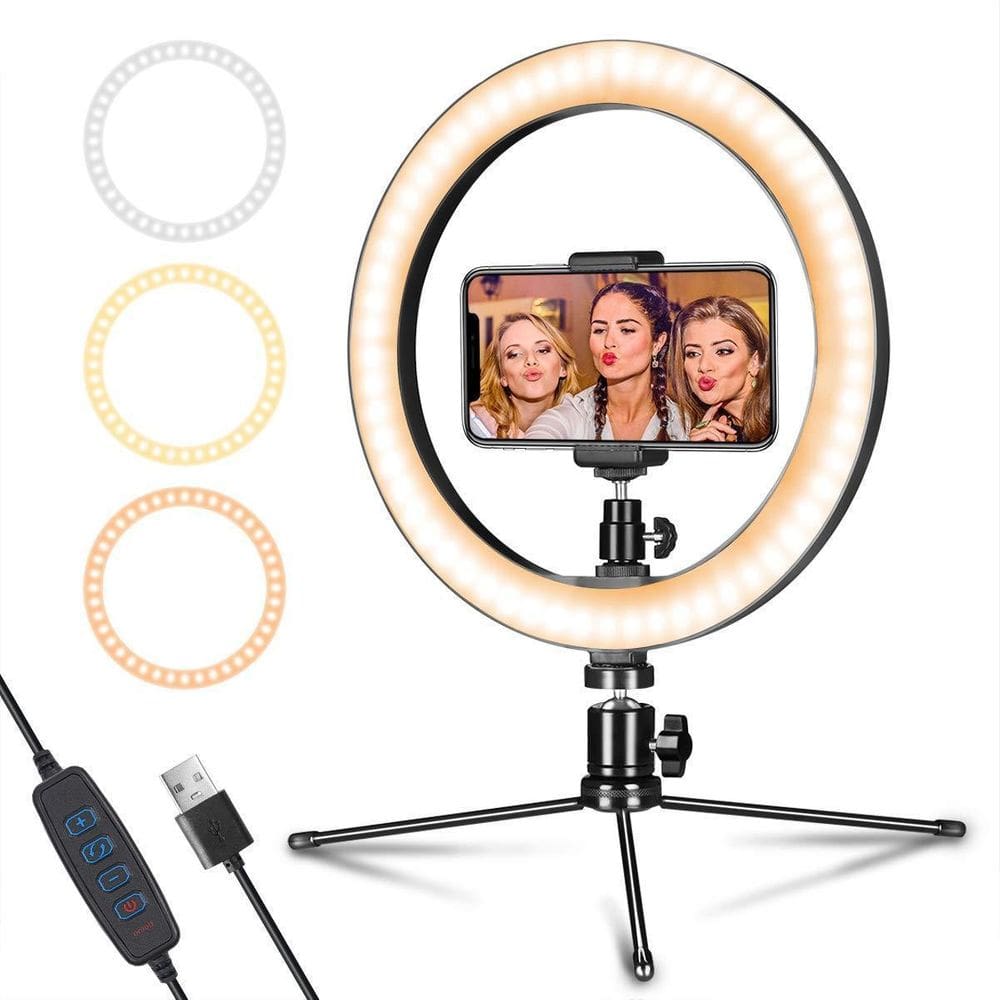 Kit Youtuber Microfone Ring Light 26Cm Iluminador Mini Tripé