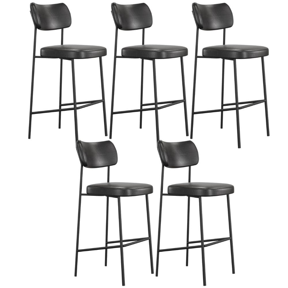Kit 05 Banquetas Alta Bar Cozinha Sala De Jantar Preto Melina L02 Couríssimo Preto - Lyam Decor