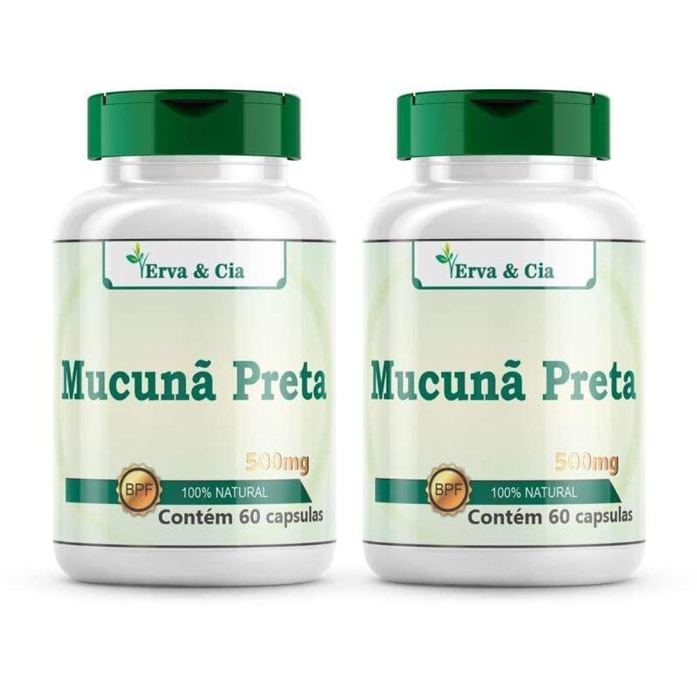 Mucuna Preta  Mucuna Pruriens  120 Cápsulas 500Mg 2 Potes