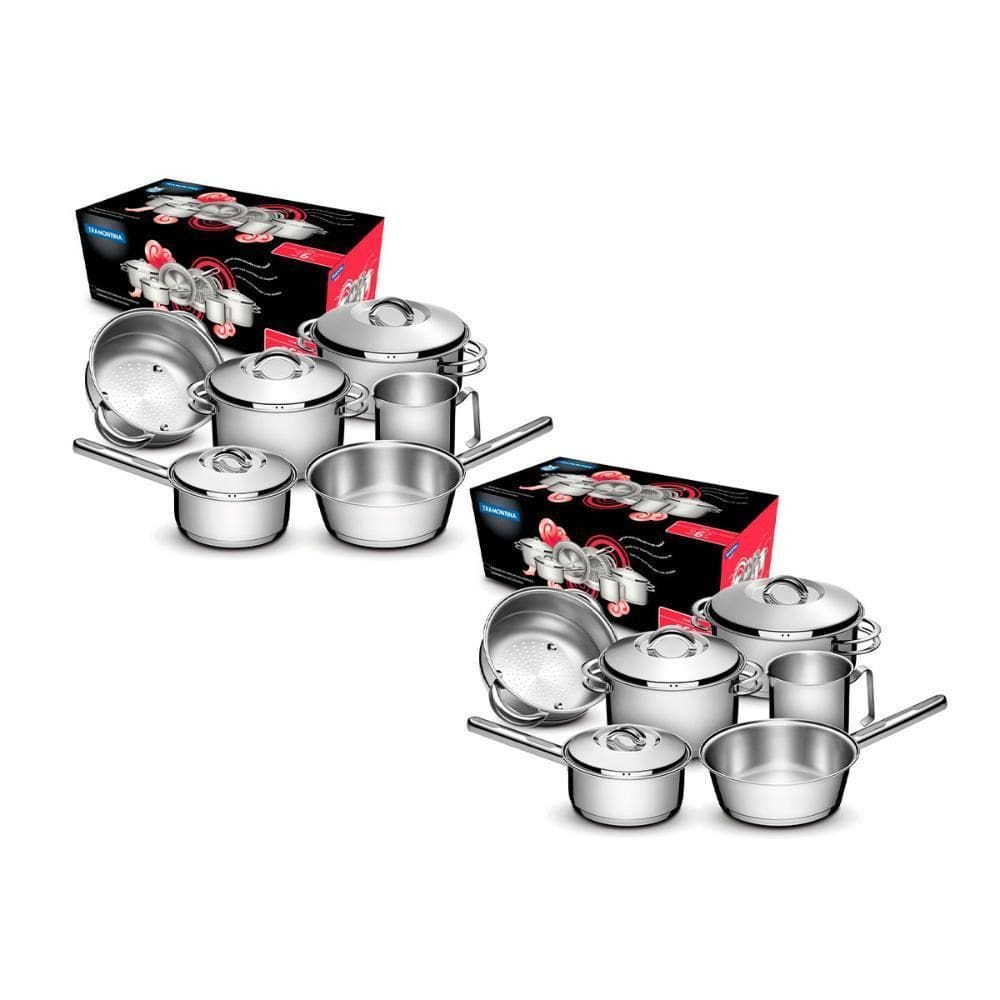 Kit - 2 Jogos De Panelas Solar 6Pçs Inox Tramontina