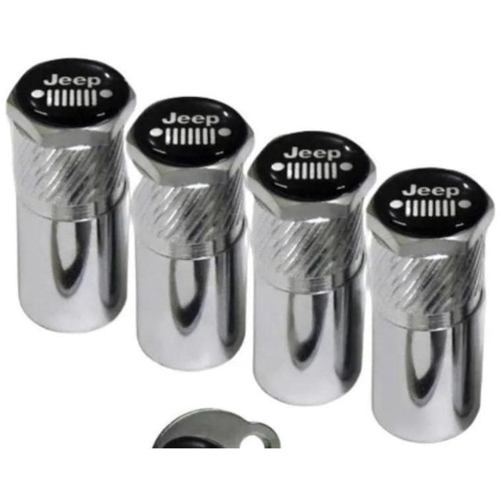 Bico Pneu Cromado Pino Roda Válvula Antifurto Jeep Metal