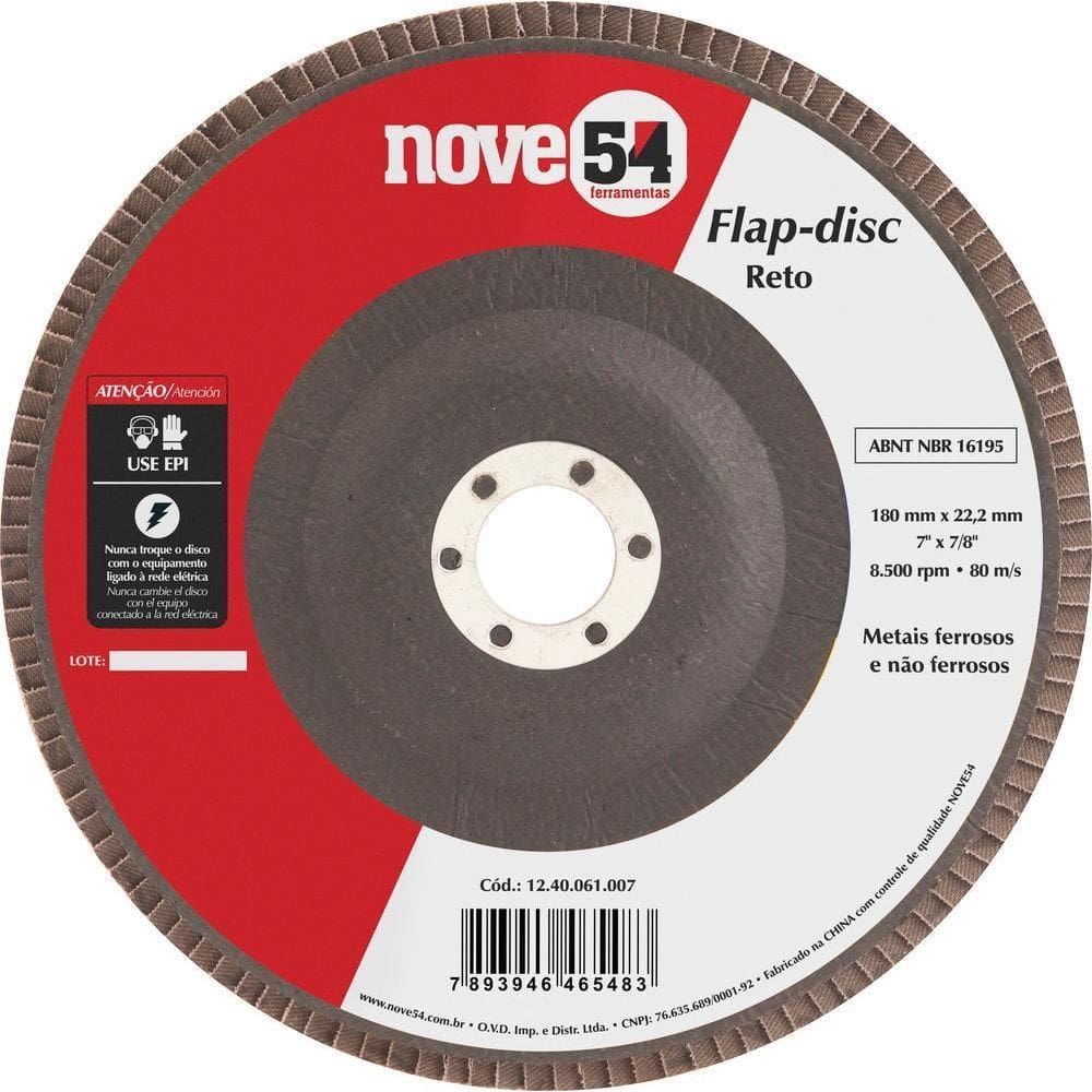 Flap Disc 7 G120 Costado Fibra Reto Para Aço Carbono Nove54