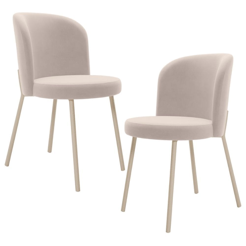Kit 2 Cadeiras Sala de Jantar Estofada Gavi Arena L02 Suede Bege - Lyam Decor