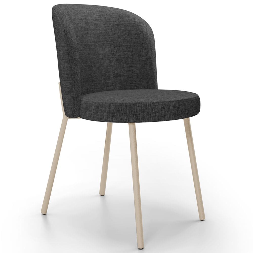 Cadeira Para Sala de Jantar Cozinha Estofada Gavi Arena L02 Linho Cinza Escuro - Lyam Decor