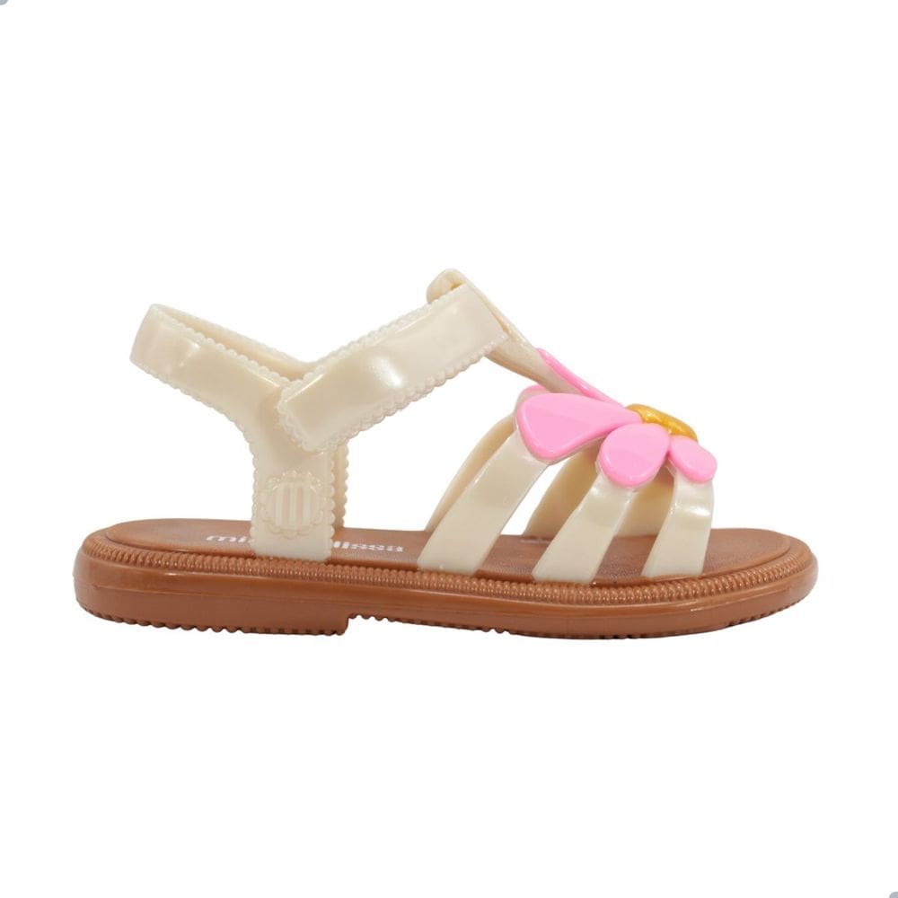 Sandália Mini Melissa Hip Bloomy Baby Marrom/Rosa