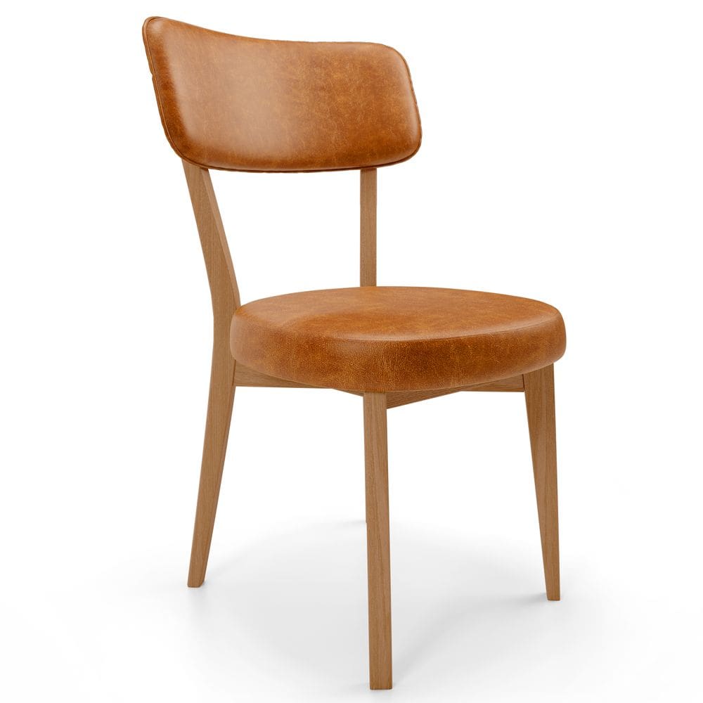 Cadeira decorativa Estofada Para Sala de Jantar Base Madeira Roy L02 Couríssimo Canela - Lyam decor