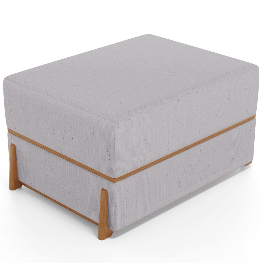 Puff Decorativo Retangular Para Sala de Estar Domus L02 Linho Cinza - Lyam Decor