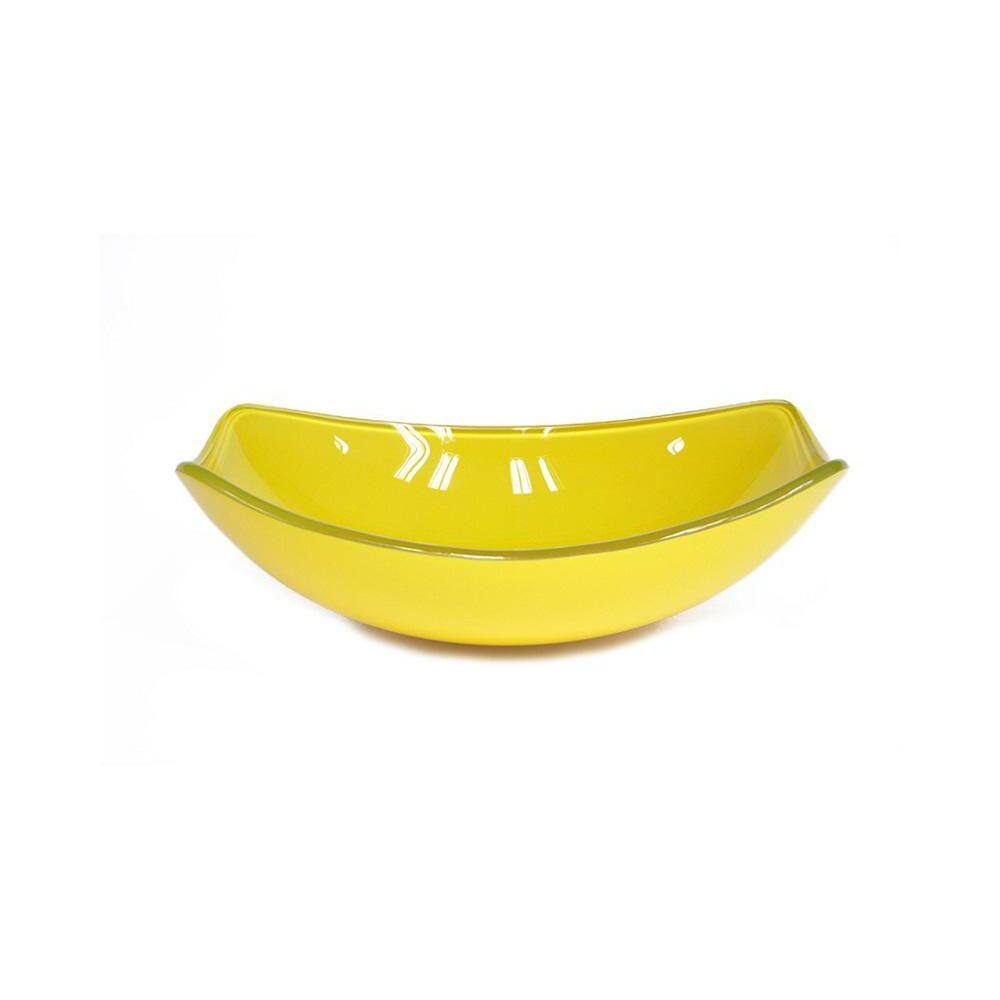 Cuba De Vidro Oval Chanfrada 51Cm Amarela