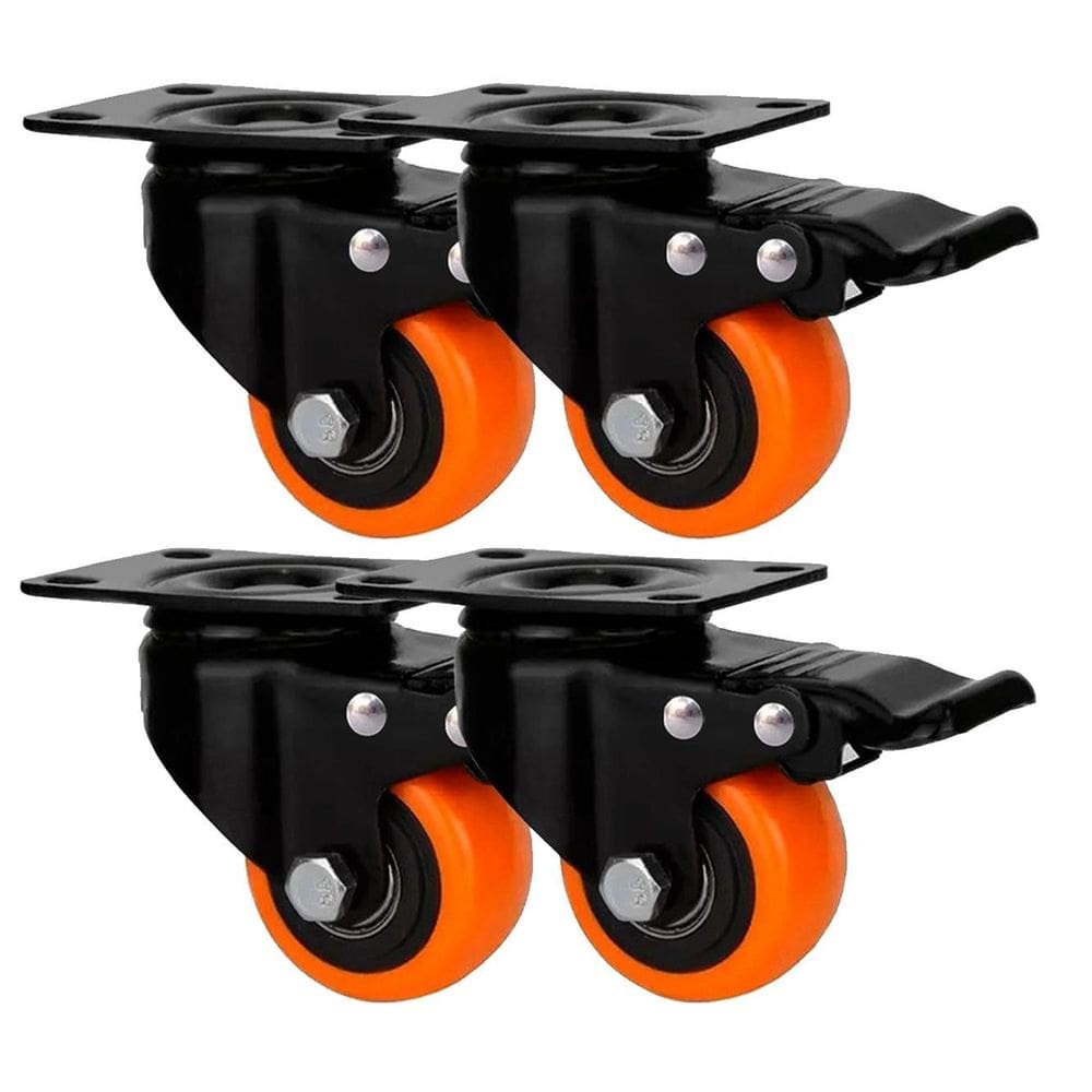 Kit 4 Rodas Rodinhas Giratórias Borracha Com Freio Reforçada