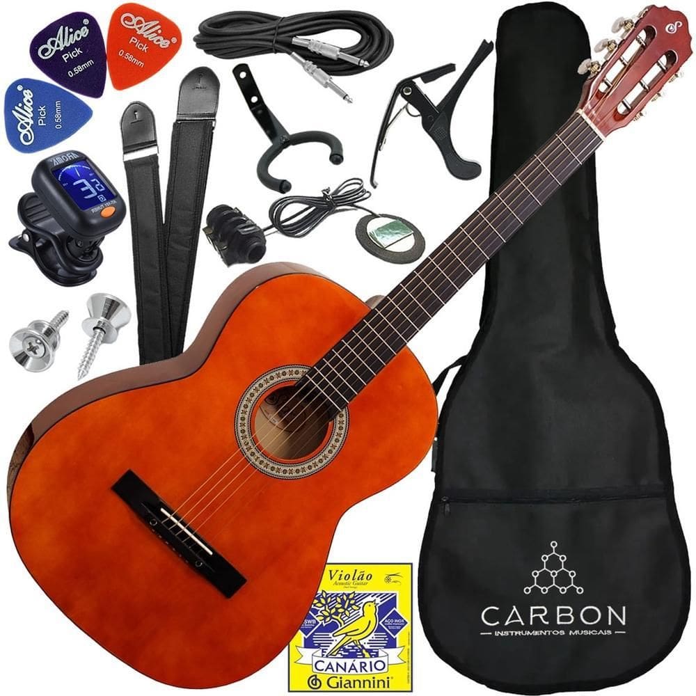 Kit Violão Acústico Aço S14 Giannini Natural Com Acessórios