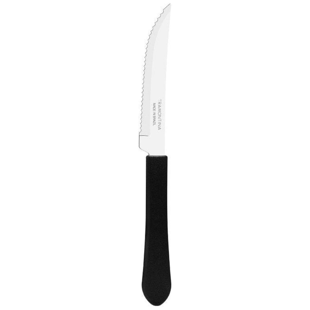 Kit 12 Facas Mesa Churrasco Tramontina Leme Inox Cabo Preto