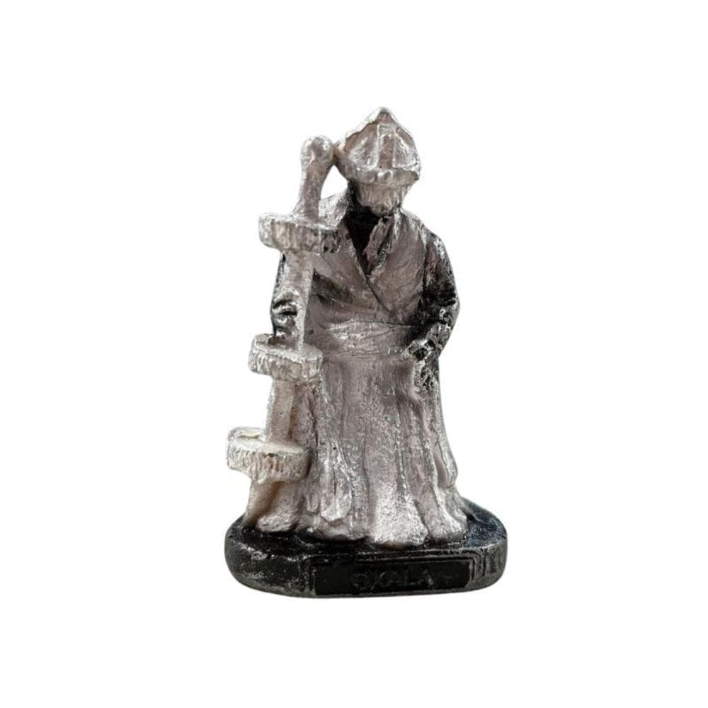 Escultura Oxalá Prata Envelhecido Resina 8 Cm