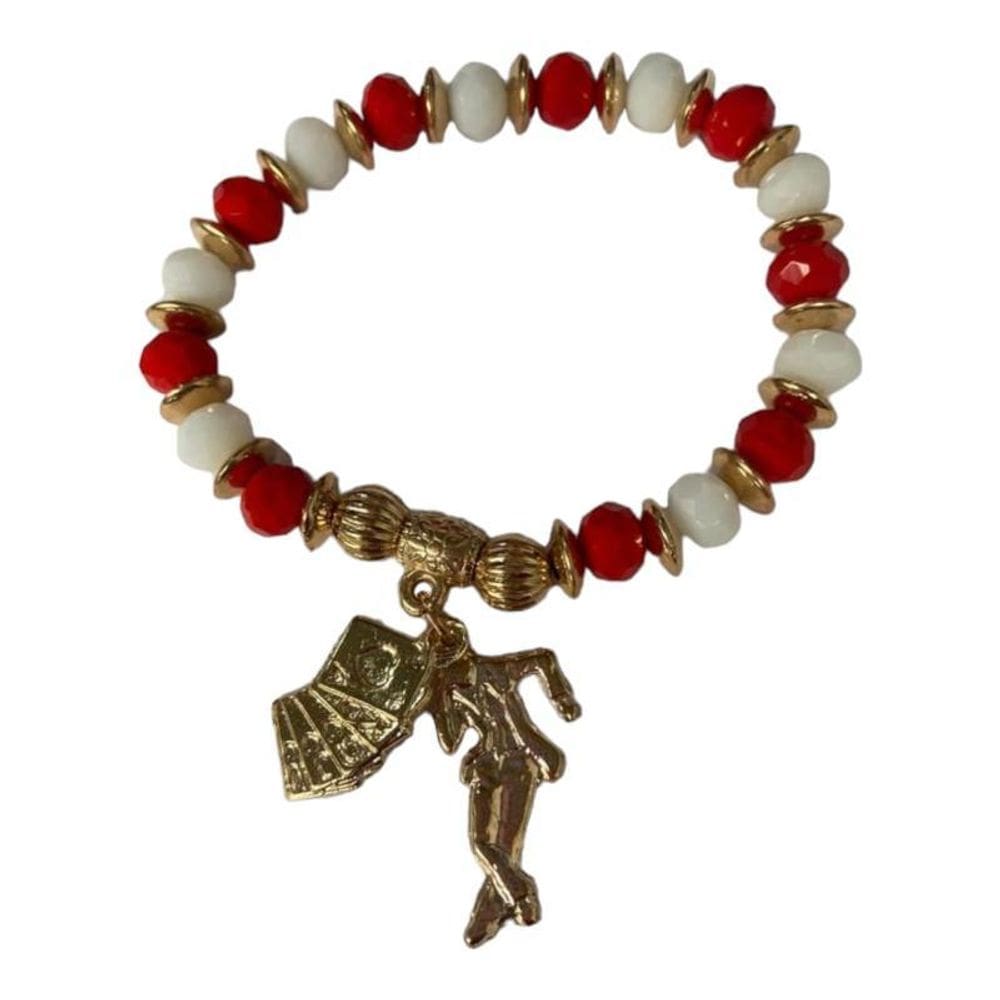 Pulseira Zé Pelintra Pingente Zé e Baralho Cristal Silicone