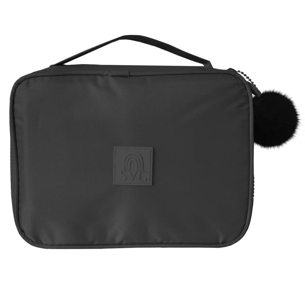 Estojo Jumbo Box Juvenil Feminino Espaçoso Pom Pom Preto