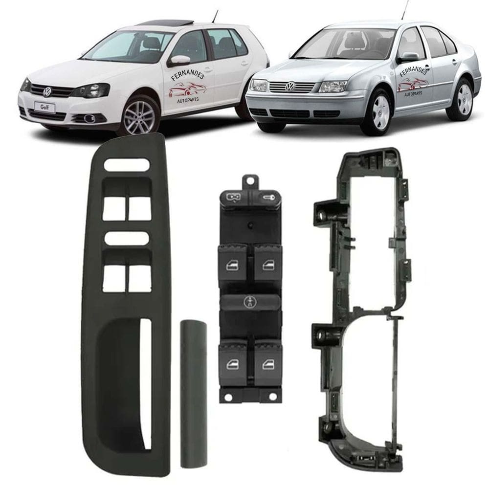 Puxador Completo Porta Motorista Botão Vidro Golf Bora Passa