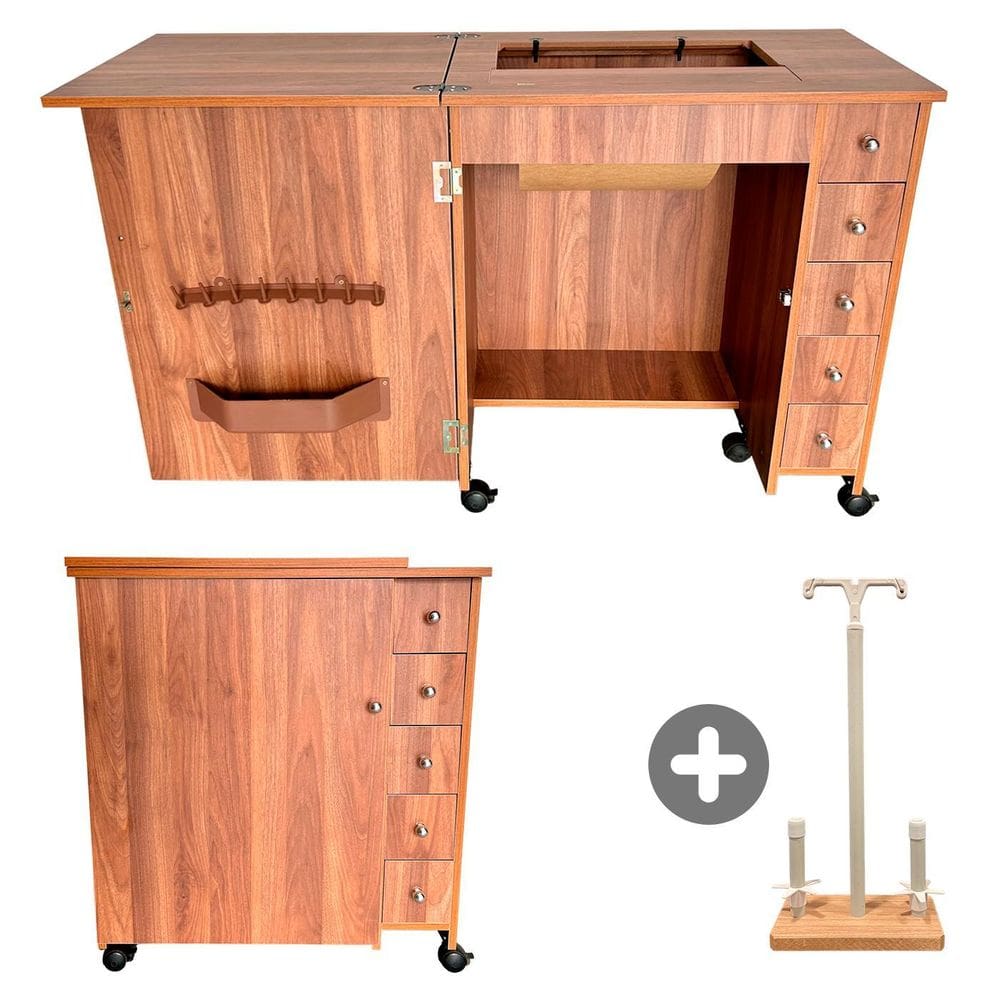 Gabinete Luxo c/ Gaveteiro p/ Máquina Costura | MDF 15mm | 5 Gavetas