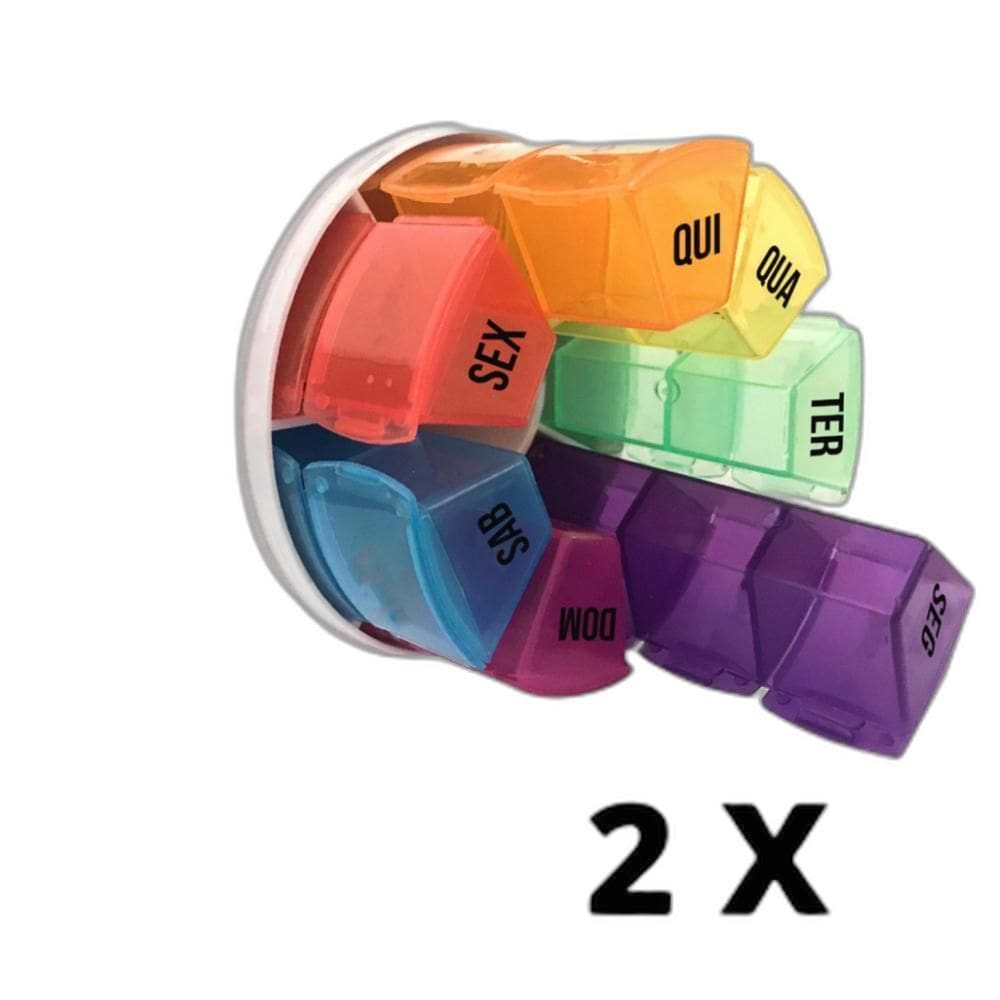 Kit 2 Porta Comprimido Semanal 4Xdia Organizador