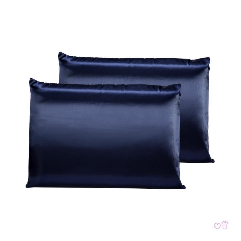 Kit 02 Fronhas De Cetim Antifrizz 50X70 Cabelo Azul Marinho