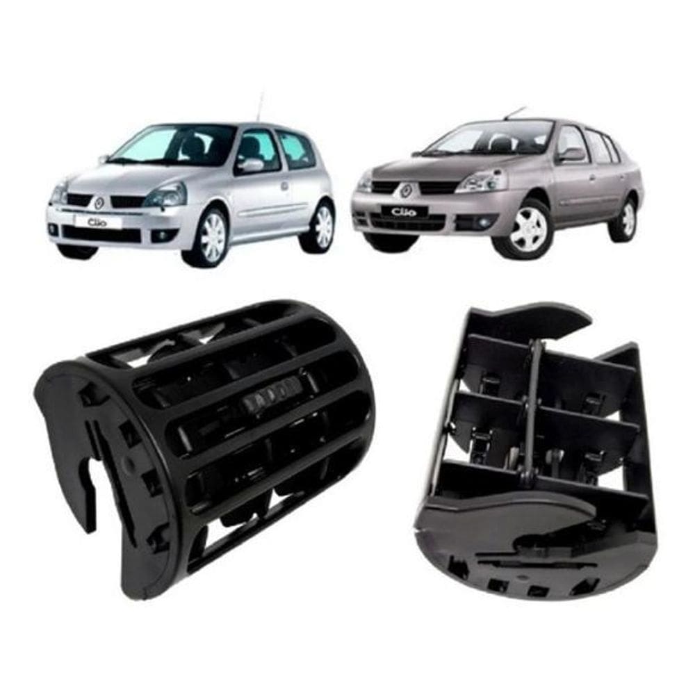 Par Difusores De Ar Lateral Renault Clio 2000 A 2016 Preto